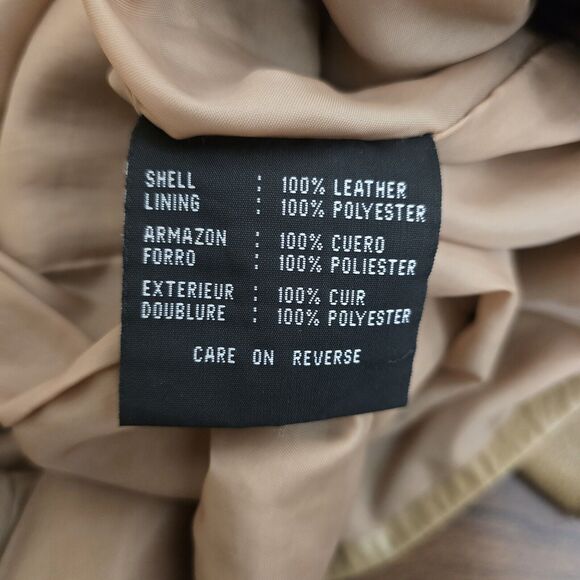 Colebrook & Co Leather Jacket Women Medium Button Up Tan Neutral Beige - Picture 7 of 12